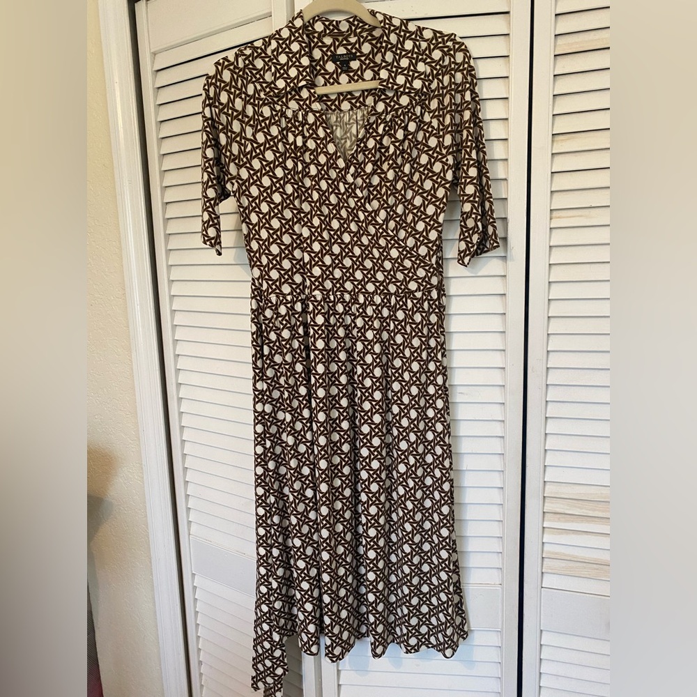 Talbots Elegant Brown and White Patterned Dress size 4